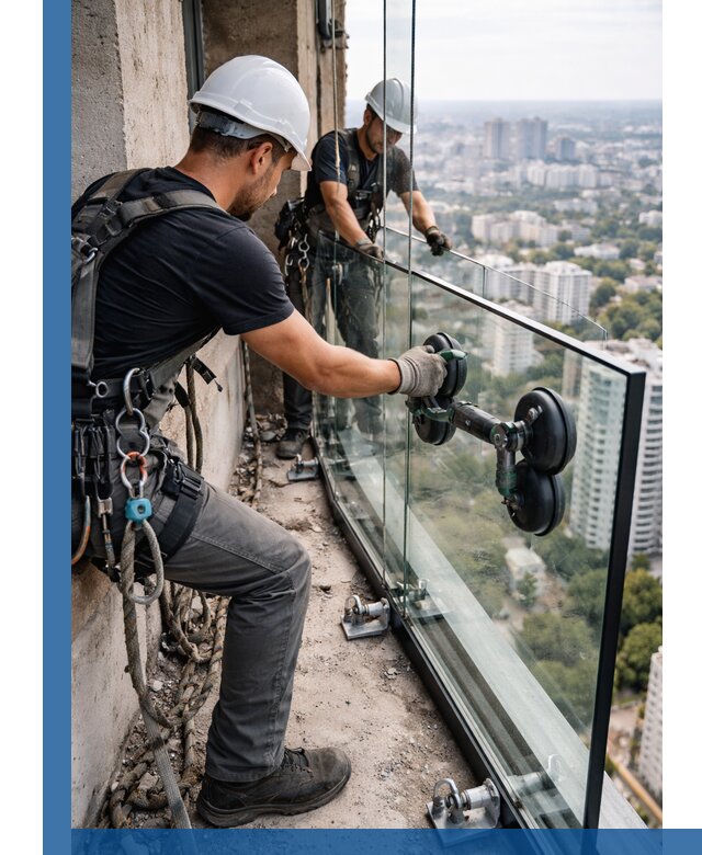 Монтаж стеклянных ограждений под ключ с гарантией в Железнодорожном
