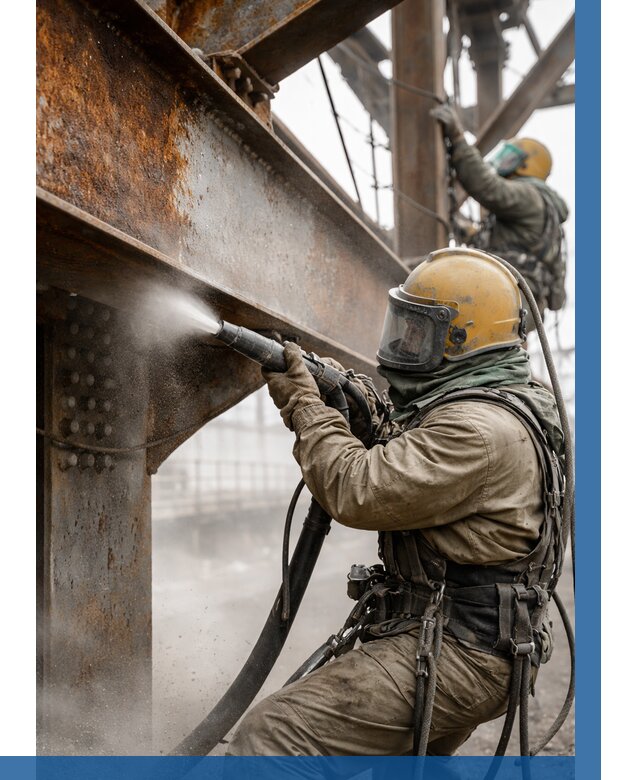 Пескоструйная очистка металлоконструкций в Железнодорожном по 615 р. ВЫСОТНИК-Жлз