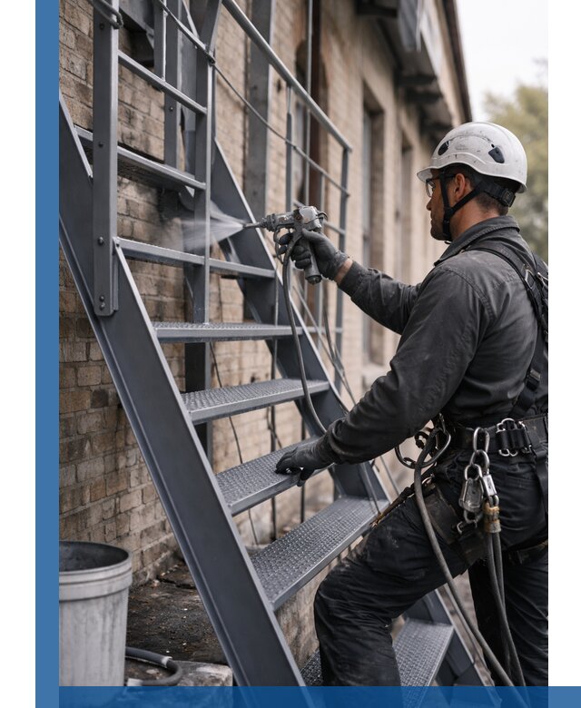 Покраска и антикоррозионная защита пожарных лестниц в Железнодорожном