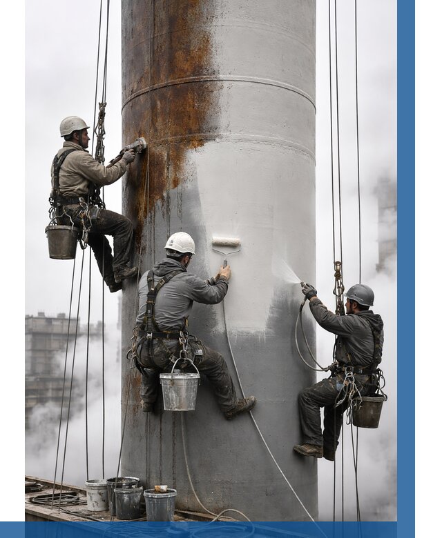 Покраска дымовых труб в Железнодорожном от 8716 р. | ВЫСОТНИК-Жлз