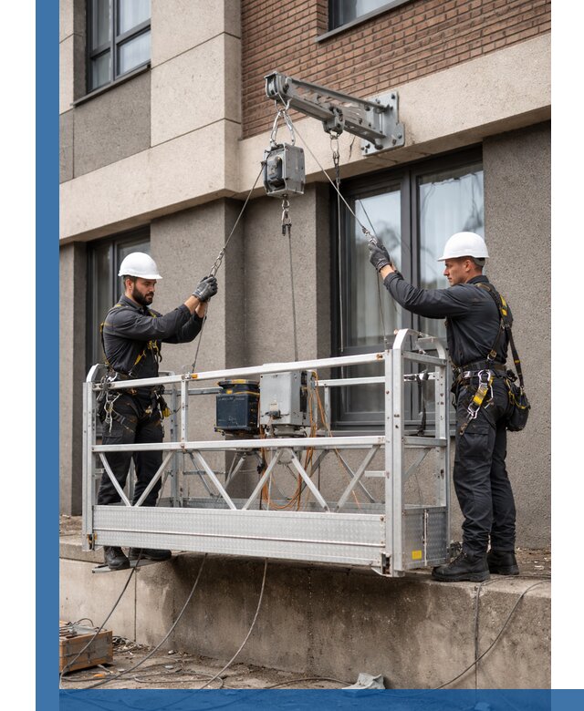 Монтаж и подъем фасадной люльки в Железнодорожном с гарантией безопасности