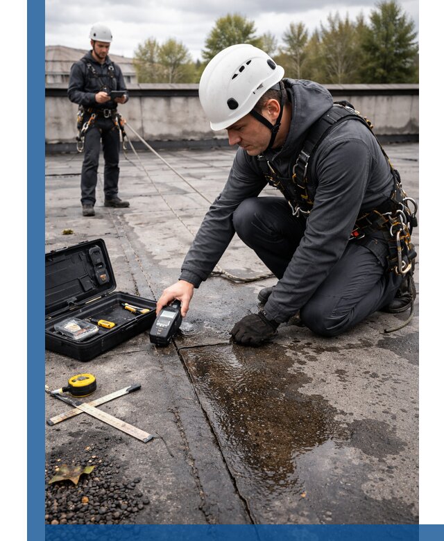 Обследование кровли на протечки и выявление дефектов в Железнодорожном