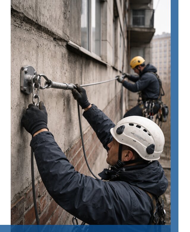 Монтаж анкерных линий в Железнодорожном от 3076 р. | ВЫСОТНИК-Жлз